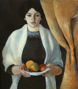 奧古斯特 馬尅 Portrait with apples